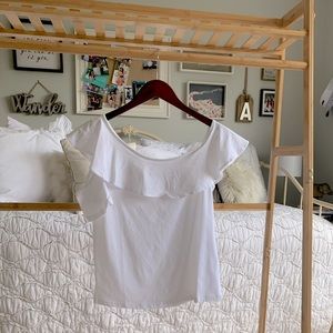 J. Crew White Off the Shoulder Top